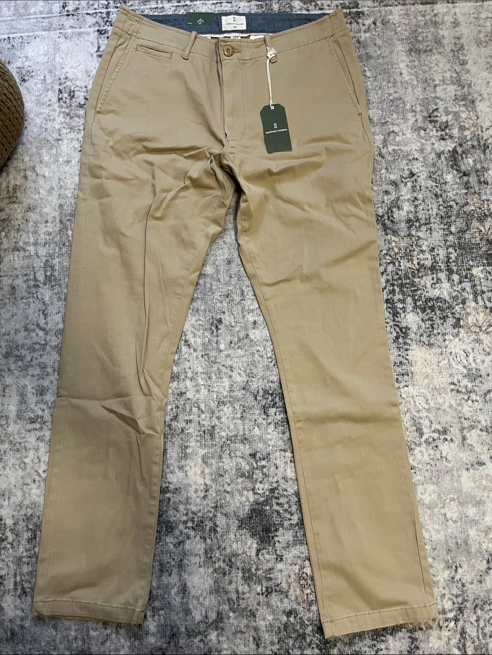 Men's Mutual Weave Slim Straight Tan Chino Pants
